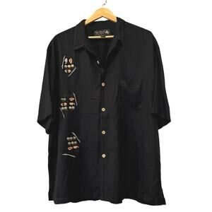 Vtg Y2K Nat Nast 100% Silk Embroidered “Sushi” Bowling Shirt Mens XL